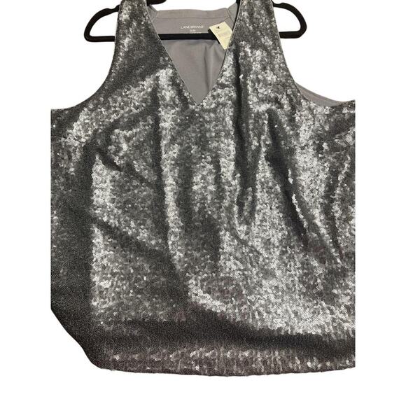 NWT Lane Bryant Silver sequin sleeveless Blouse Tank Top Sparkle Feminine VTG - Picture 6 of 8